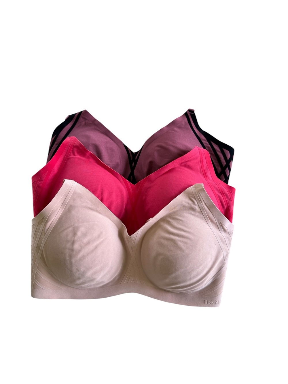 Honey Love Silhouette Bra Set of 3 Women’s Size Large